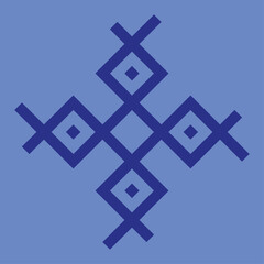 vector monogram design for ceramics or tiles with dark blue color and light blue background.