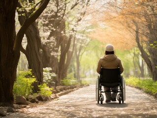 Person in Wheelchair on Path
