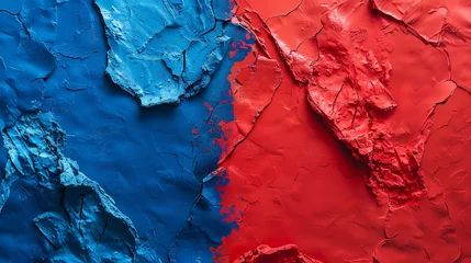 Gordijnen The dichotomy of blue and red symbolizes the diverse perspectives within the American electorate. © Wararat