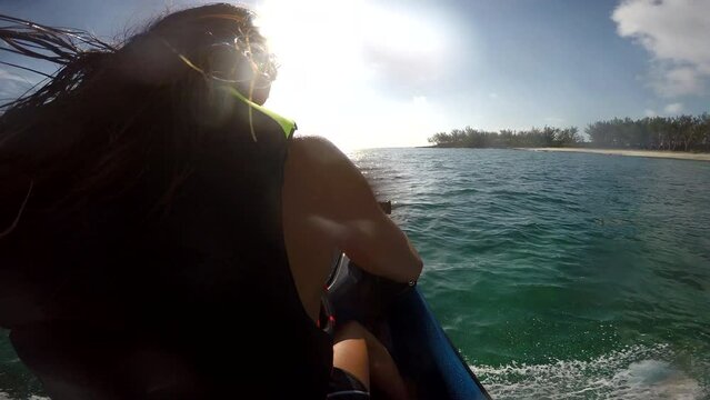 Epic speeding jetski with woman - POV Passenger