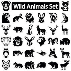Fototapeta premium Wild animals icon set