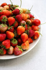 Fresh strawberry in white plate