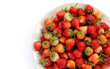 Fresh strawberry in white plate