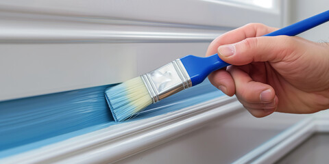 Precise Home Renovation: Hand Painting Wall Trim with Blue Tape for a Flawless Finish