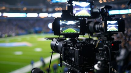 A view of the multiple camera angles set up around the stadium capturing every moment of the game for viewers at home.