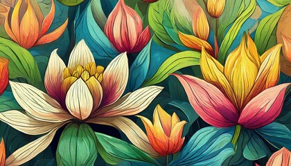 seamless pattern with flowers