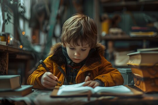 A Child's Determination: Engaging Photographs Capturing the Essence of Homework and Scholarship