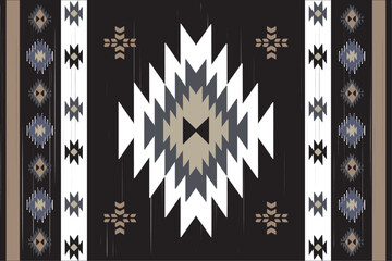 Patterns of ethnic fabrics, black, white, yellow, geometric designs for textiles and clothing, blankets, rugs, covers, vector illustrations.