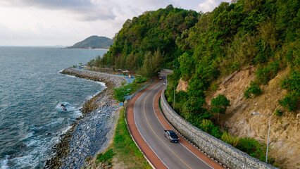 Chantaburi Province Thailand, Road along the beach and ocean