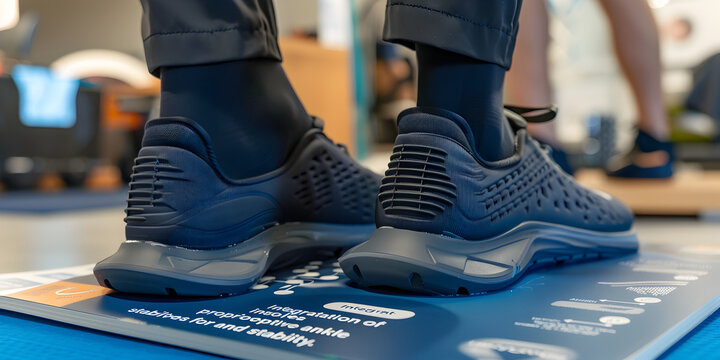 sporty running shoes for men, Integration of proprioceptive insoles for foot and ankle stability