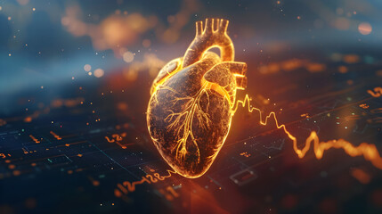 Interntaional Heart Month, world heart day, world health day, the heartbeat on the chart of the cardiogram, Generative Ai