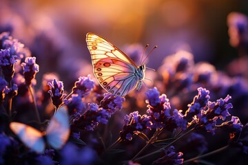 Vanessa butterfly on purple flower, a pollinator arthropod in the garden
