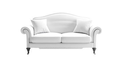 white sofa isolated on transparent background