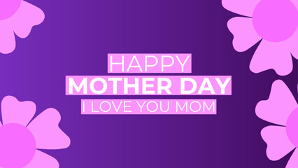 Happy Mothers day typography design. pink flowers on purple background. Mother's day or sale shopping special offer banner. Best Mom ever greeting card, banner, cover, poster. Vector illustration