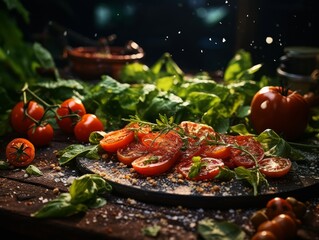 Sliced Tomatoes on Cutting Board