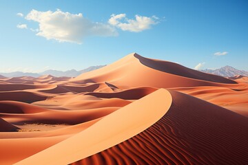 Fototapeta na wymiar Person on sand dune admiring desert landscape under cloudy sky