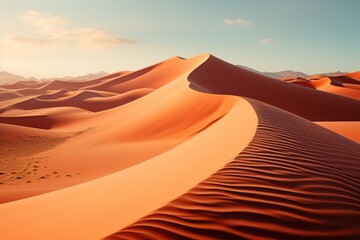 Fototapeta na wymiar Sand dunes pepper the desert landscape under the vast sky