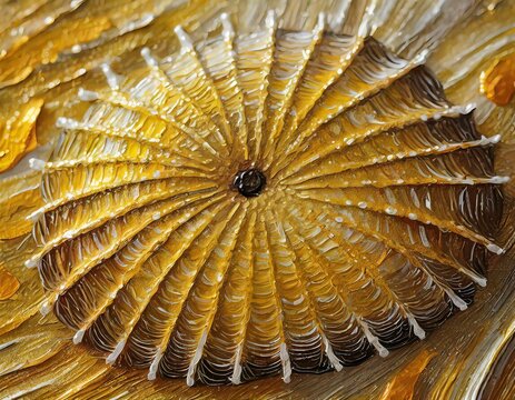 Pintura abstracta y arte de texturas inspiradas en erizos de mar.