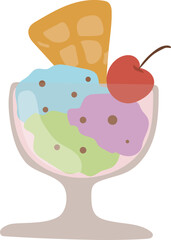 Ice cream in glass illustration