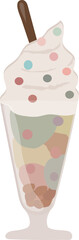 Ice cream in glass illustration