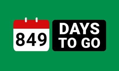 849 days to go last countdown. eight hundred and forty nine days go sale price offer promo deal timer, 849 days only