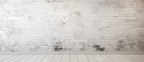 White Brick Wall and Floor in a Room Corner, Abstract Background Image