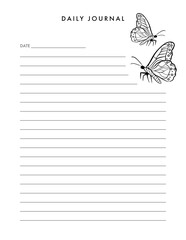 Butterfly adorned notebook with a pen for writing notes and ideas - 761947133