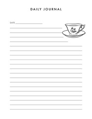 A blank-lined notebook rests beside a steaming cup of coffee, ready to capture ideas, notes, or creative thoughts - 761947160