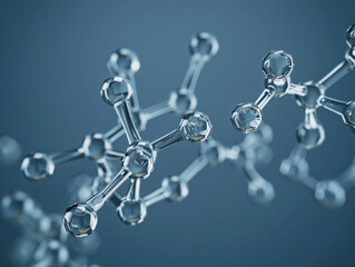 3D molecular structure model with spherical atoms and bonding in a scientific concept.