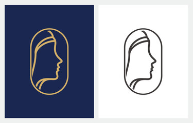 Woman Hair Beauty Salon Gold Line Art logo design inspiration