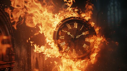 a burning clock