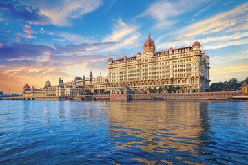 Marvel at the grandeur of a majestic palace rising above the city skyline, its intricate...