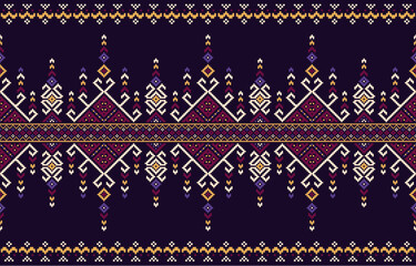 Cross stitch pattern. Ethnic patterns of geometric shapes. Design for fabric,pattern,pixel,embroidery ,motif,towel,horizontal,border,folk,retro,handcraft,abstract,batik,zigzag.
