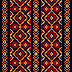 Seamless geometric pattern. Cross stitch pattern. Design for fabric,pattern,pixel,embroidery ,motif,towel,ethnic patterns ,horizontal,border,folk,retro,handcraft,abstract,batik,zigzag.