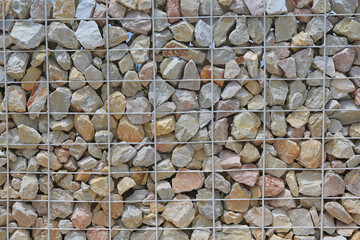 Stone wall with steel bar for background. - 761950734