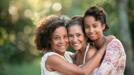 Happy grandmothers, mothers, and daughters. Three different generation family concept.