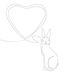 One continuous line of speech bubble with Easter Bunny. Thin Line Illustration vector concept. Contour Drawing Creative ideas.