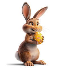 Easter bunny holding chocolate egg