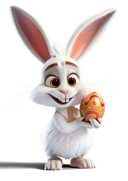 Easter bunny holding chocolate egg