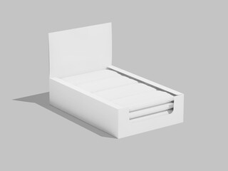 Isolated White Display Box 3D Render Mockup on Grey Background