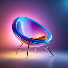 A pod chair inspired by organic shapes, constructed with translucent materials and gently illuminated from within, creating an ethereal glow.