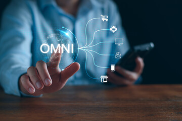 Omnichannel marketing business strategy concept. Digital online marketing and customer engagement...
