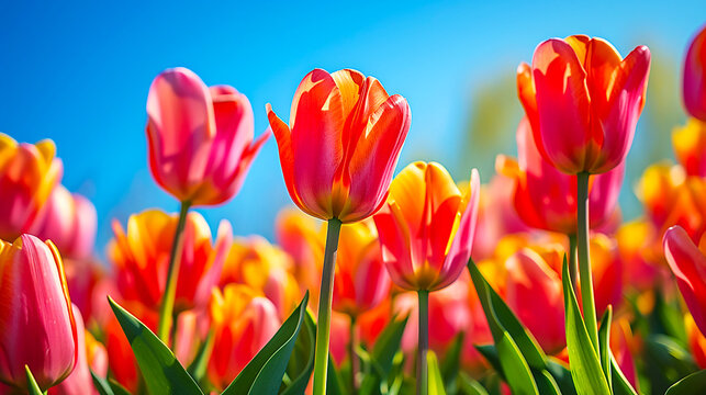 Close-up image of a tulip field.