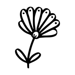 simple doodle flower, black and white ink pen drawing.