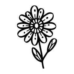 simple doodle flower, black and white ink pen drawing.