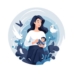 Think mother design style character flat vector 