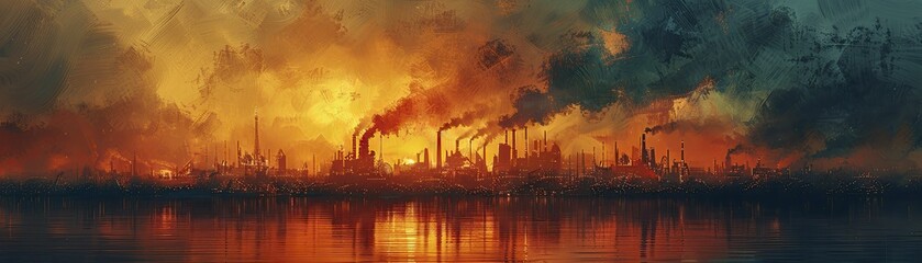 Obraz premium The Harmony of Industrial Ecology resonates with blended abstract tones in balanced systems.