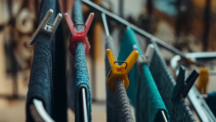 clothes hanging on a rope - obrazy, fototapety, plakaty