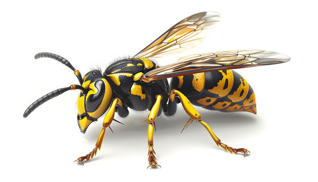 This detailed illustration of a wasp, depicting its natural and dangerous features, is suitable for educational or wildlife-themed designs.