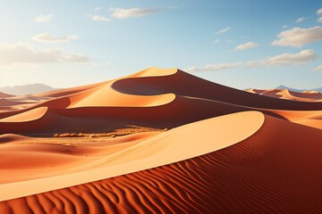 The desert landscape is filled with aeolian landforms like sand dunes